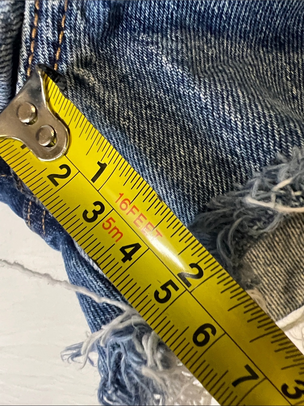 Abercrombie & Fitch Light Blue Distressed Denim Raw Hem Short Shorts - Picture 7 of 8